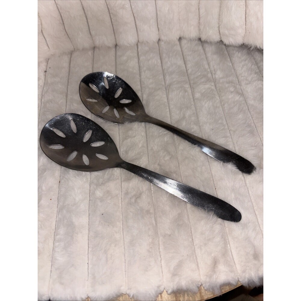 Vintage Imperial Slotted Serving Spoons Stainless Steel Lot Of 2